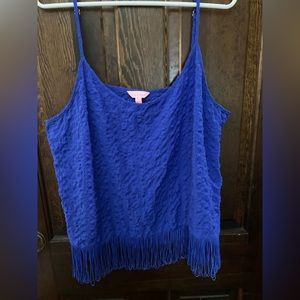 Lilly Pulitzer Blue Tank Top With Fringe Bottom